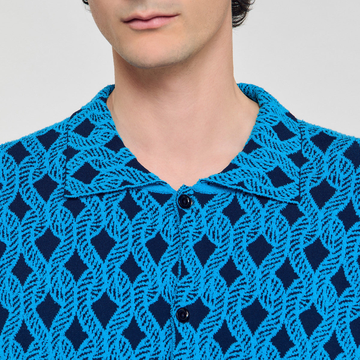 Rope jacquard cardigan shirt | Sandro