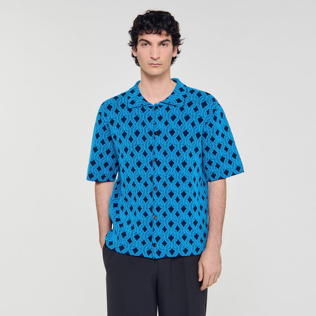 Rope jacquard cardigan shirt | Sandro