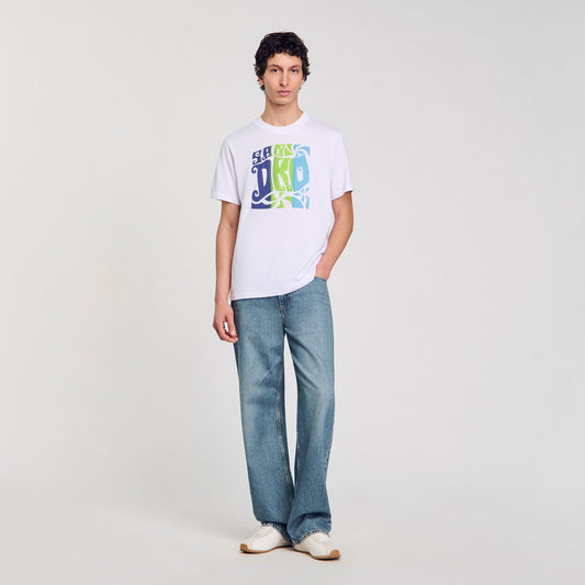 Wave print cotton T-shirt | Sandro