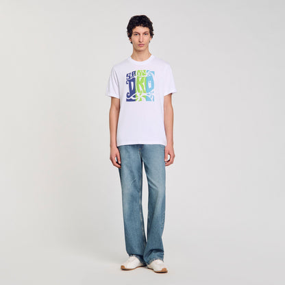 Wave print cotton T-shirt | Sandro