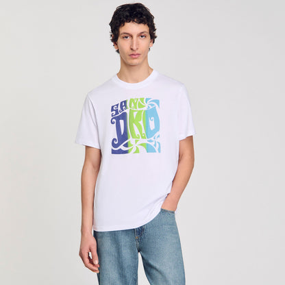 Wave print cotton T-shirt | Sandro