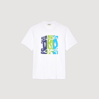 Wave print cotton T-shirt | Sandro