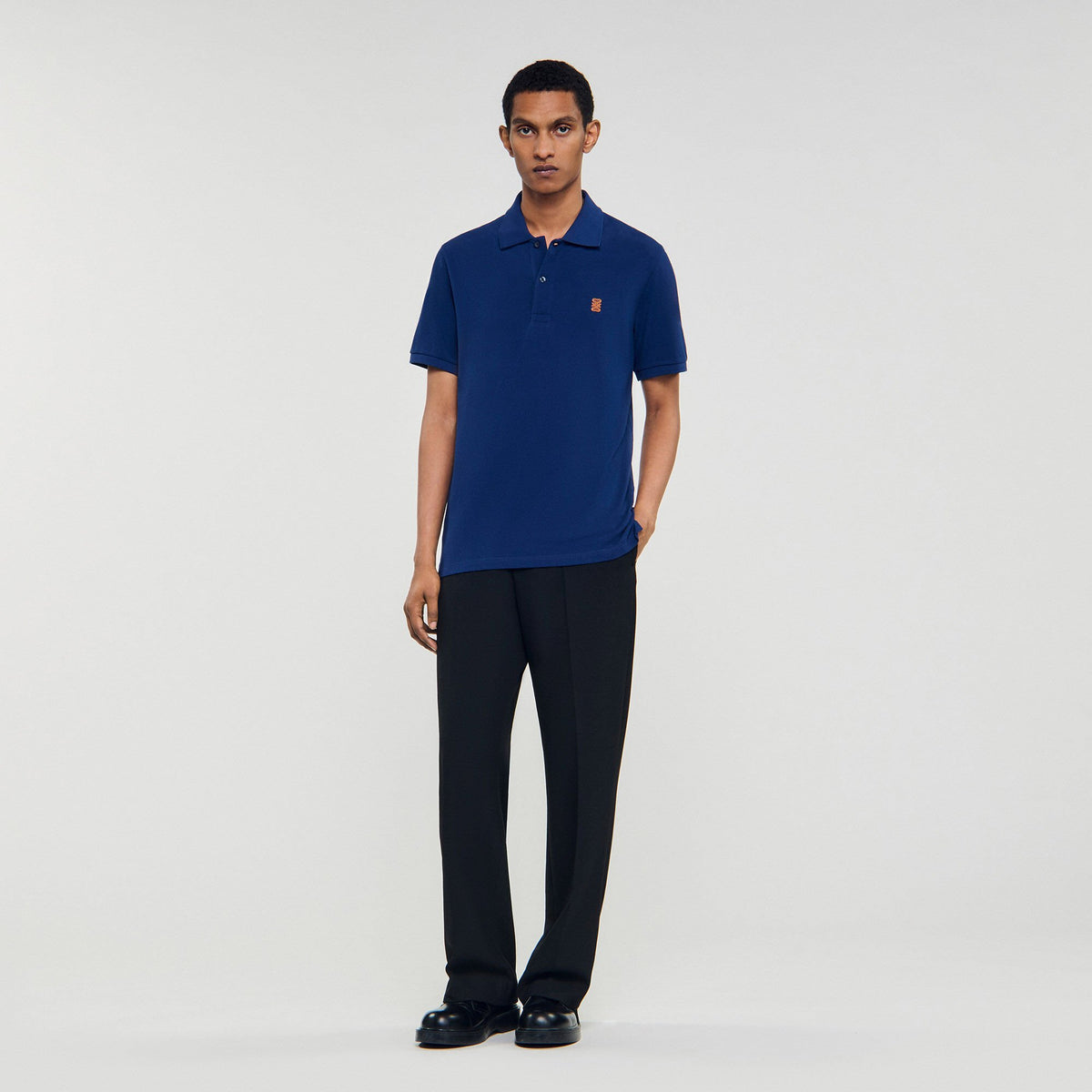 Polo shirt with leather logo | Sandro