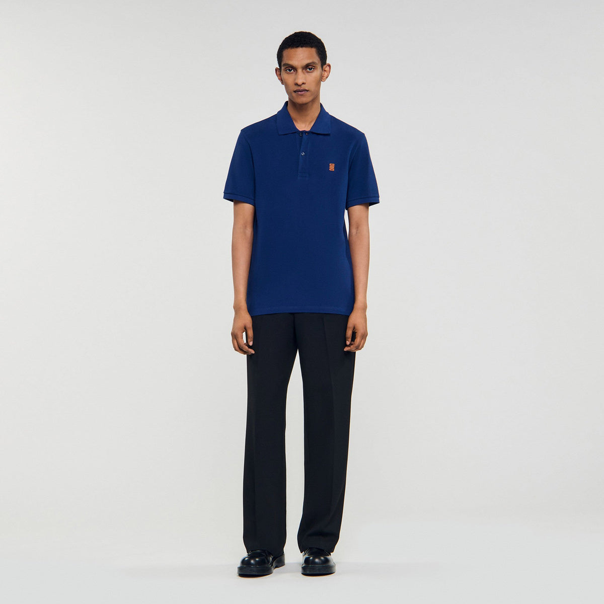 Polo shirt with leather logo | Sandro